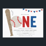 Minimalist Sports Baseball First birthday Invitation<br><div class="desc">Minimalist Baseball theme. This adorable invite features minimalist graphics. The text is fully customizable. You can change colors and styles of fonts.</div>