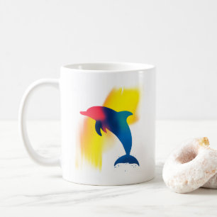 Minimalist Spray Paint Dolphin Silhouette Coffee Mug