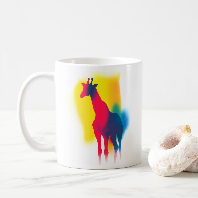 Minimalist Spray Paint Giraffe Silhouette Coffee Mug (With Donut)