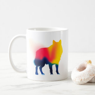 Minimalist Spray Paint Wolf Silhouette Coffee Mug