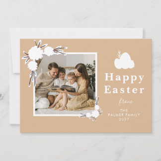 Minimalist Spring Easter Personalized Family Photo Holiday Card