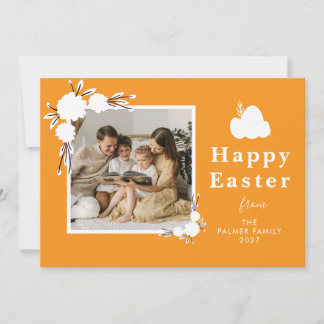 Minimalist Spring Easter Personalized Family Photo Holiday Card
