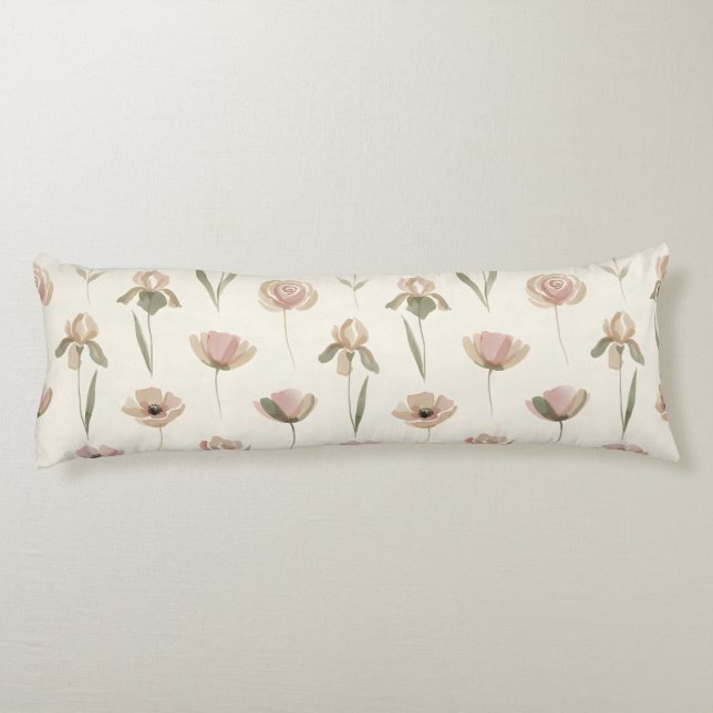 Minimalist Spring Floral Body Pillow (Back)