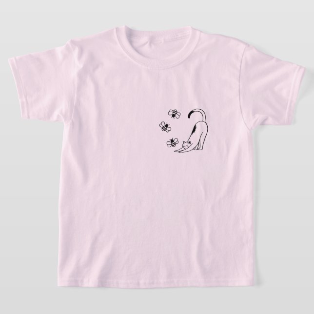 Minimalist Spring Kids Cat  T-Shirt (Laydown)