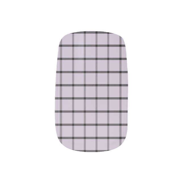 Minimalist Spring Lavender Windowpane Plaid Minx Nail Art (Left Thumb)