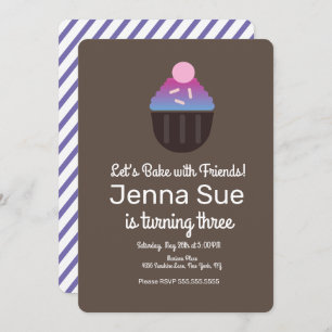Minimalist Sprinkle Cupcake Decorating Birthday Invitation