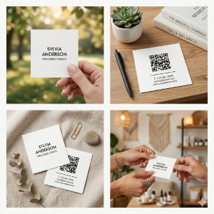 Minimalist Square Business Card with QR Code 