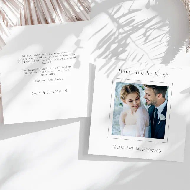 Minimalist Square Photo Wedding Thank You Card | Zazzle