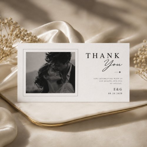 Minimalist Square Photo Wedding Thank You Card. Card