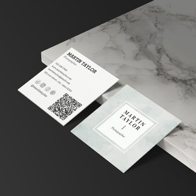 Minimalist Square QR Code Social Media             Business Card (Creator Uploaded)