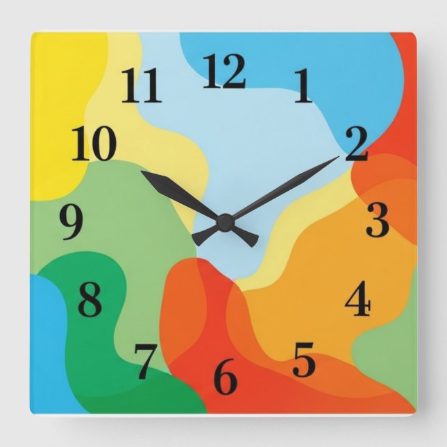 Minimalist Square Wall Clock with Numbers Only (Front)