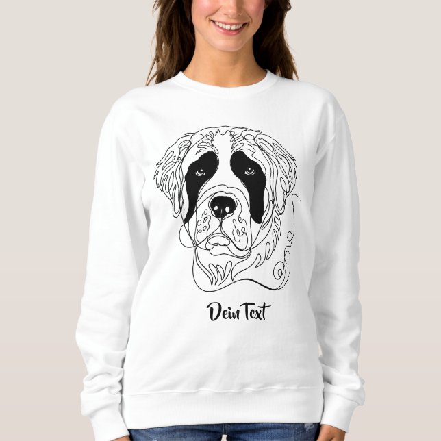 Minimalist St. Bernard One Line Art Portrait Sweatshirt (Front)