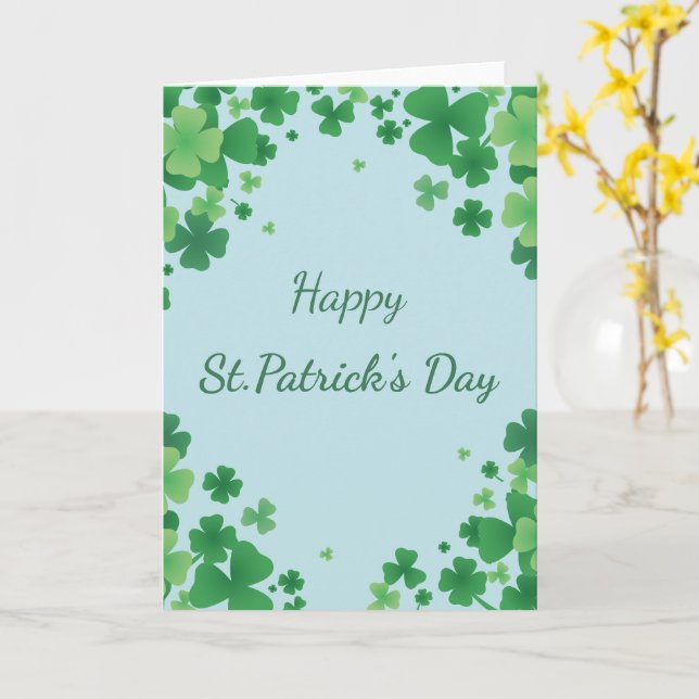 Minimalist St Patrick’s Day Clover Frame Greeting  Card (Yellow Flower)