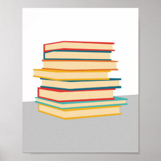 Minimalist Stacked Books Wall Art Poster