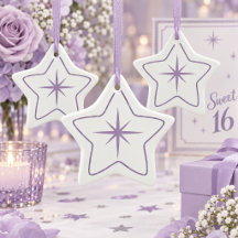 Minimalist Star and Border Violet on White ID1333