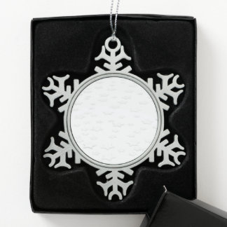 Minimalist Star Background - White Snowflake Pewter Christmas Ornament