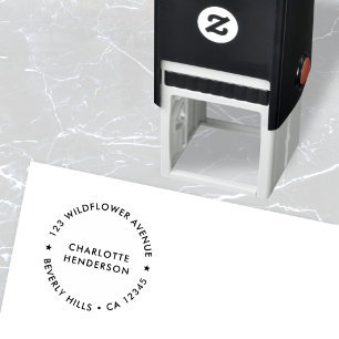 Minimalist Star Modern Round Return Address Self-inking Stamp
