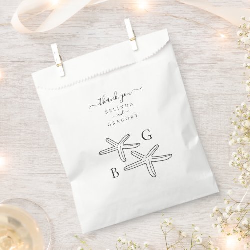 Minimalist Starfish Beach Monogram Wedding  Favor Bag