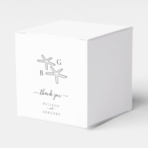 Minimalist Starfish Beach Monogram Wedding Favor Boxes