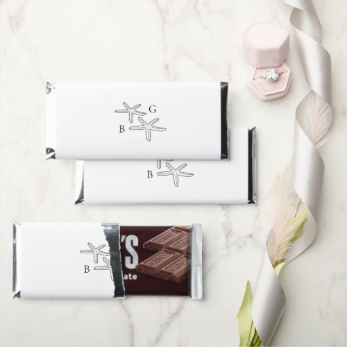 Minimalist Starfish Beach Monogram Wedding Favor Hershey Bar Favors