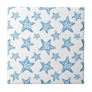 Minimalist Starfish Coastal Pattern (2) Ceramic Tile