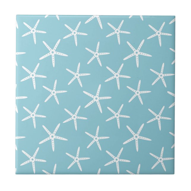 Minimalist Starfish Coastal Pattern Ceramic Tile (Front)