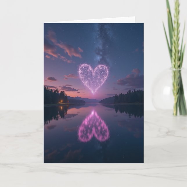 Minimalist Starry Heart Lake Card (Front)