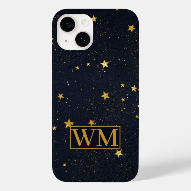 Minimalist Starry Night Sky Initials Case-Mate iPhone Case (Back)