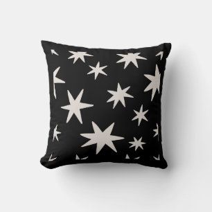 Minimalist Stars Pattern Pillow – 16x16 Black