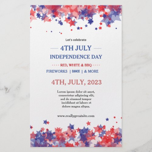 Minimalist Stars Red And Blue 4th Of July Event  Flyer
