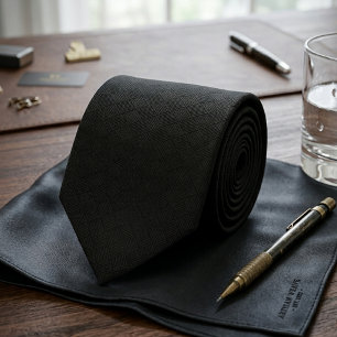 Minimalist Stealth Black Micro Check Geometric Neck Tie