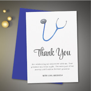 Minimalist Stethoscope Retirement Thank You Card