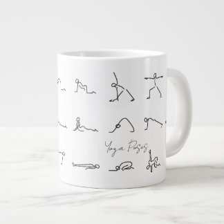 Minimalist Stick Figure Yoga Poses Giant Coffee Mug