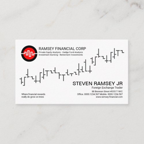 Minimalist Stock Exchange Graph Wave Stock Broker Business Card