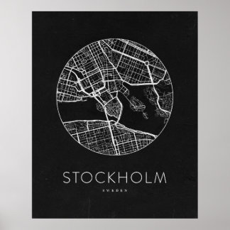 Minimalist Stockholm City Map Poster