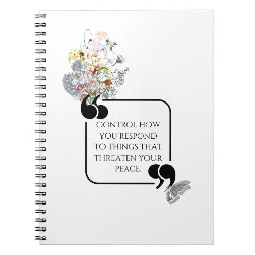 Minimalist Stoic Inner PEACE Illustrated quote Notebook