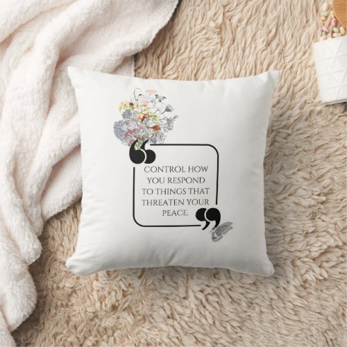 Minimalist Stoic Inner PEACE Illustrated quote Throw Pillow