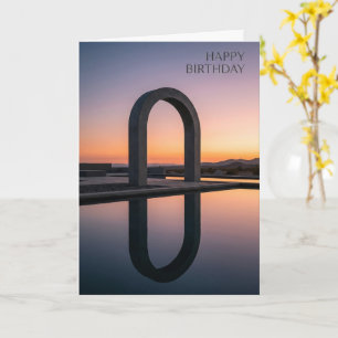 Minimalist Stone Arch Sunset Happy Birthday Card