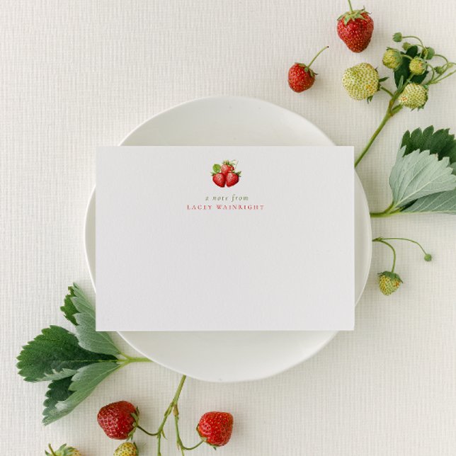 Minimalist Strawberries Personalized Stationery Note Card (Creator Uploaded)