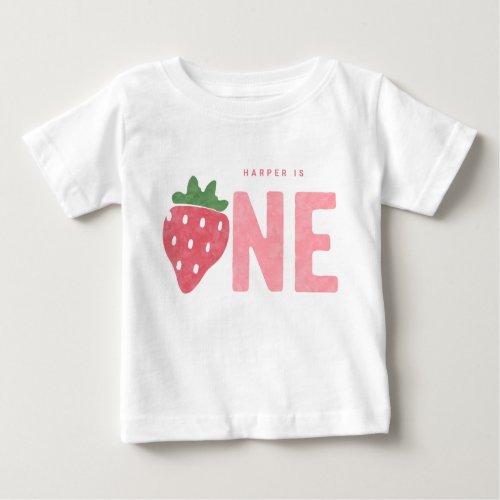 Minimalist Strawberry Berry First birthday Baby T_Shirt