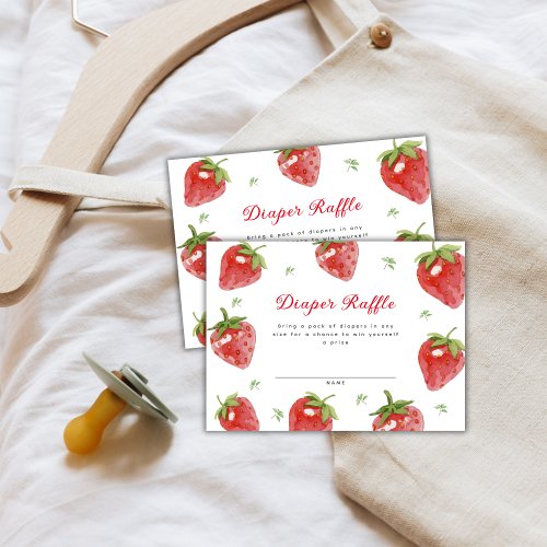 Minimalist Strawberry Diaper Raffle Baby Shower Enclosure Card