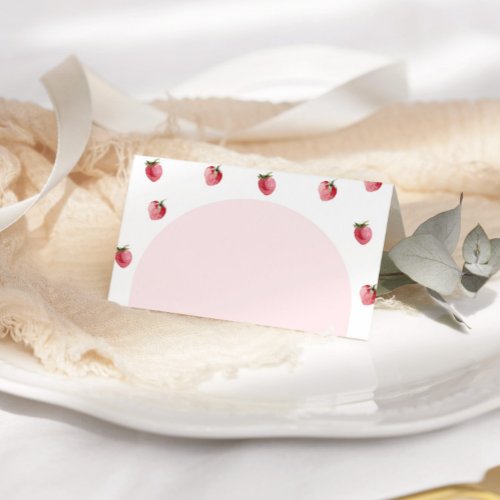 Minimalist strawberry food card Strawberry Place Card