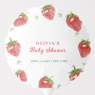 Minimalist Strawberry Sweet Girl Baby Shower Balloon