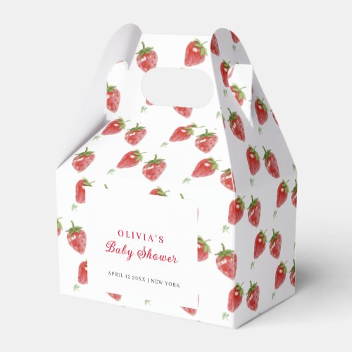 Minimalist Strawberry Sweet Girl Baby Shower Favor Boxes