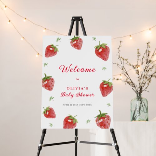 Minimalist Strawberry Welcome Sign Baby Shower