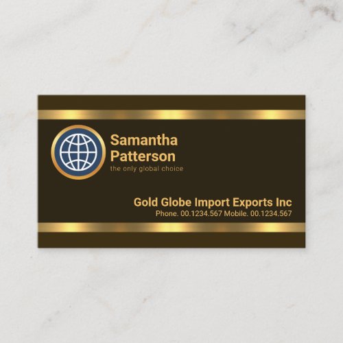 Minimalist Striking Gold Lines Import Export Business Card