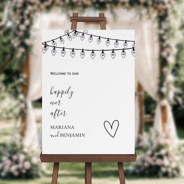 Minimalist String Lights Wedding Welcome Sign (Creator Uploaded)