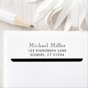 Minimalist Stripe Black/White Personalized Address Label