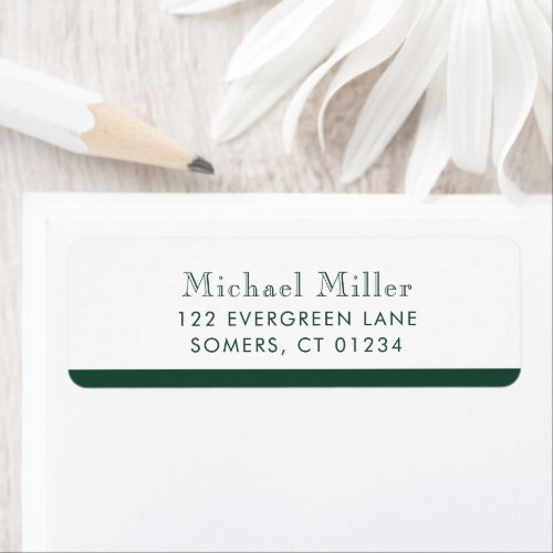 Minimalist Stripe Dark Green Personalized Address Label