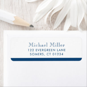 Minimalist Stripe Navy Blue Personalized Address Label